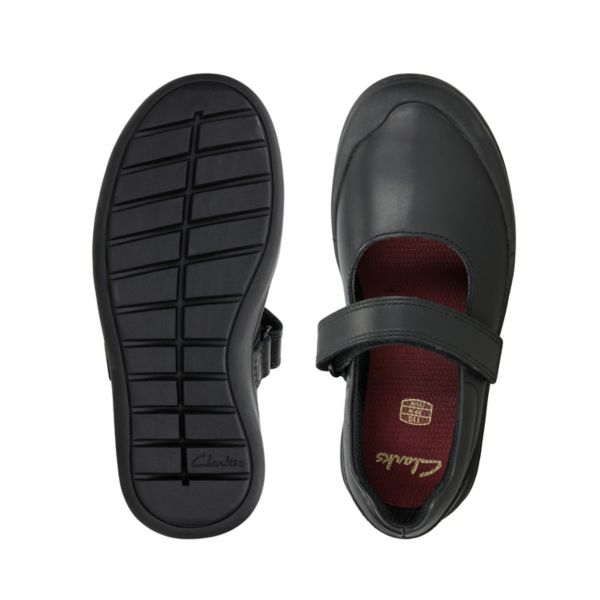 Clarks Girls Rock Spark Kid School Shoes Black | CA-7064913